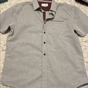Men's Craft+Flow Grey/Maroon Pattered Dress Shirt